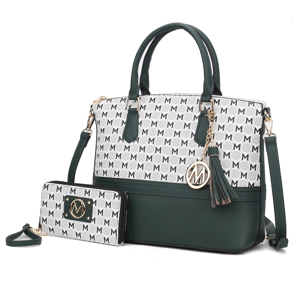 2578 Tote Bag & Wristlet Wallet Purse Set, Print Vegan leather Top-Handle